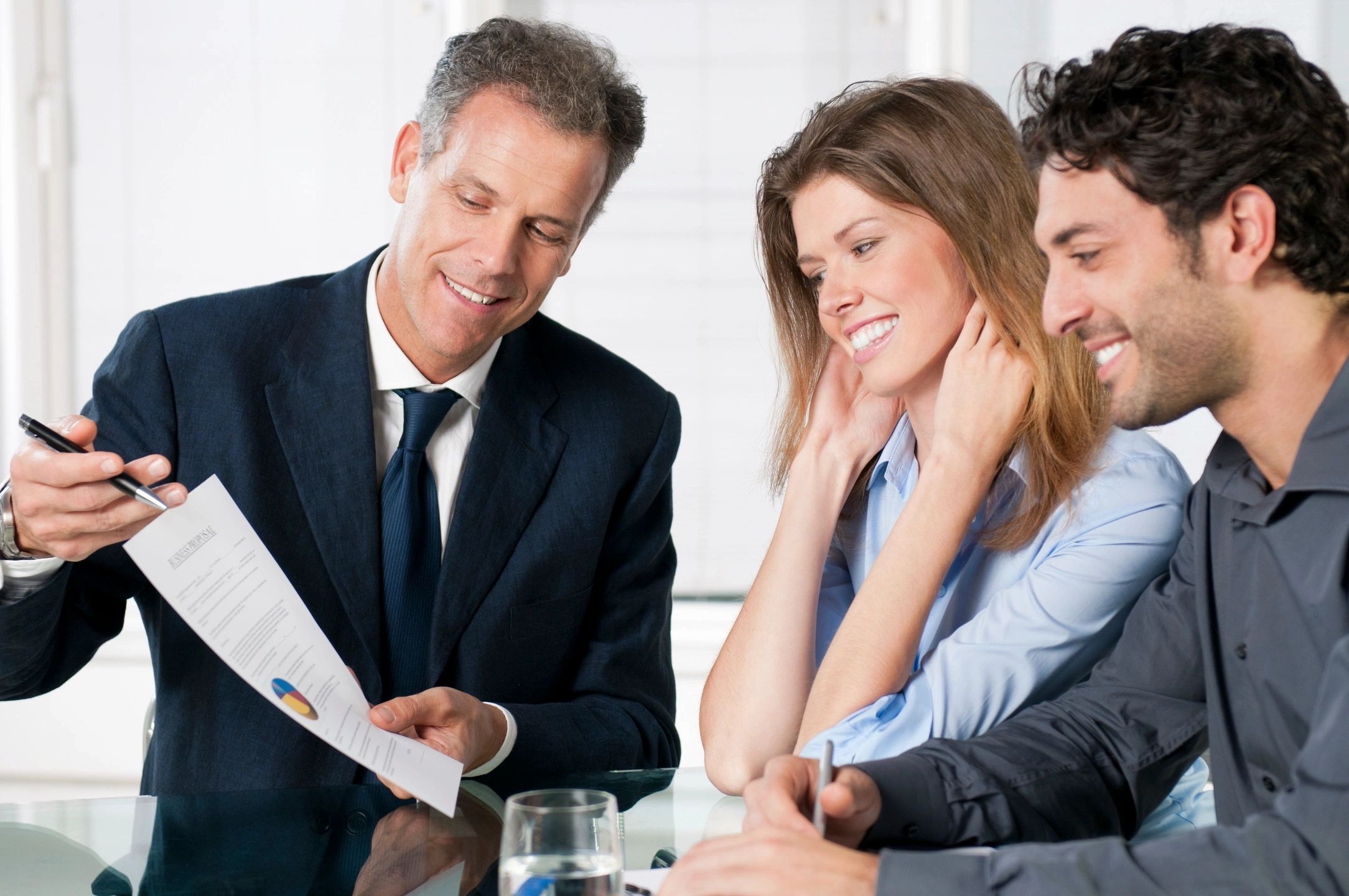 Professional business meeting with insurance advisors