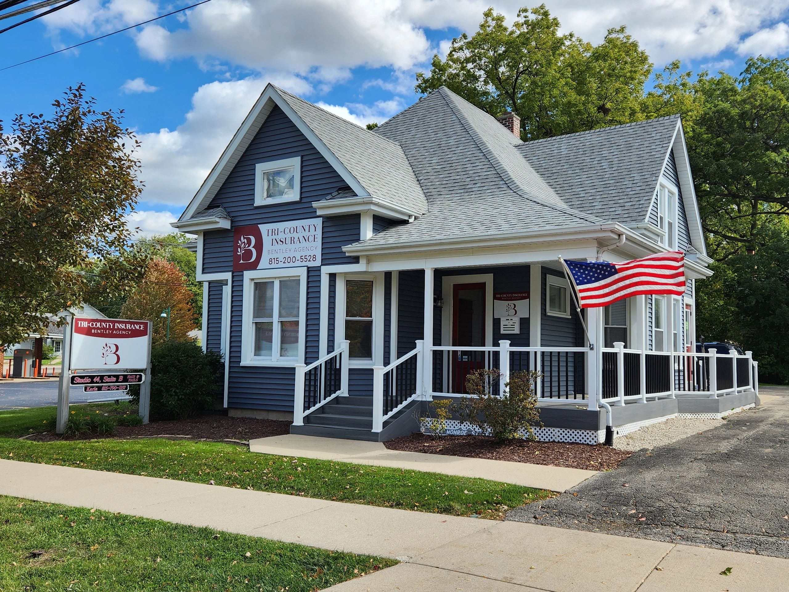 Tri-County Insurance Bentley Agency building at 44 Monroe St, Oswego IL